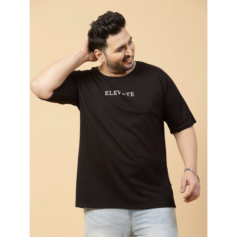 RIGO Men Black Oversized Typography Printed T-Shirt (5XL)