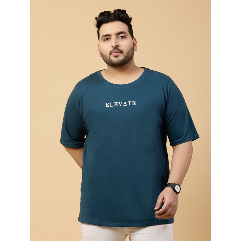 RIGO Men Teal Oversized Typography Printed T-Shirt (3XL)