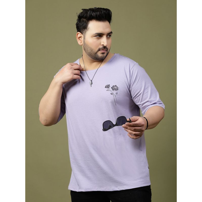 RIGO Men Lavender Oversized Typography Printed T-Shirt (3XL)