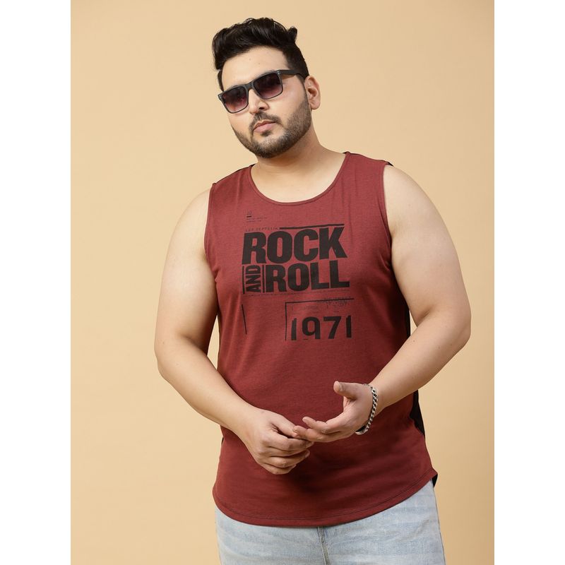 RIGO Men Maroon Colorblock Vest T-Shirt (3XL)