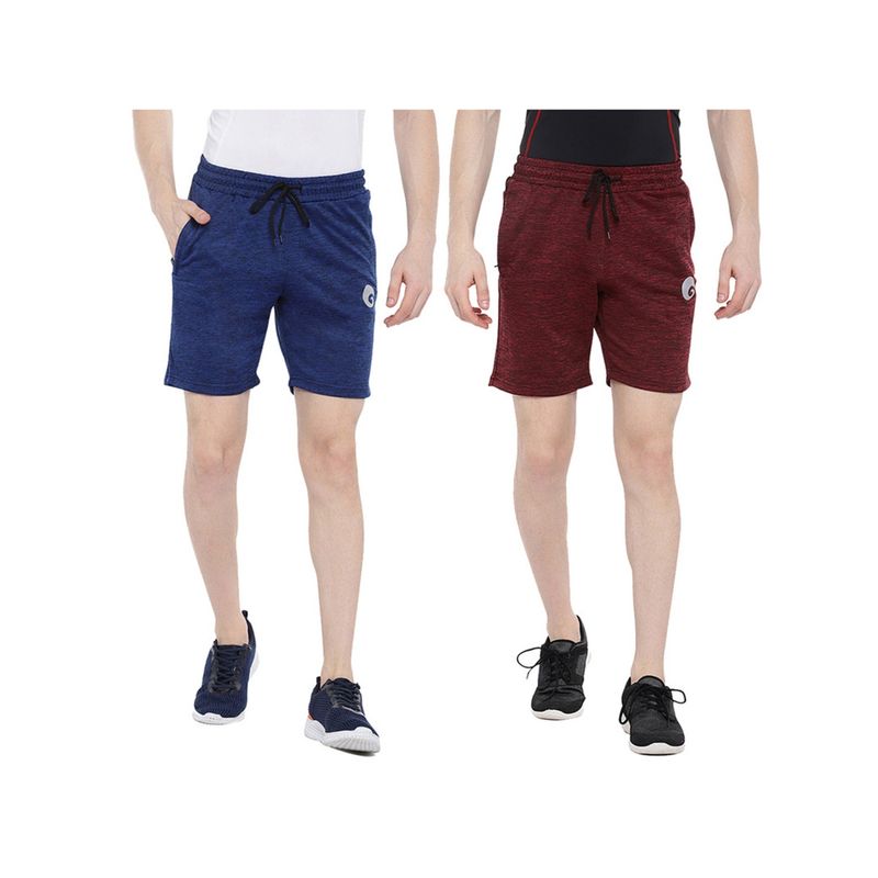 Omtex Casual Sports Shorts with Extreme Comfort for Men -Red-Blue (Pack of 2) (S)