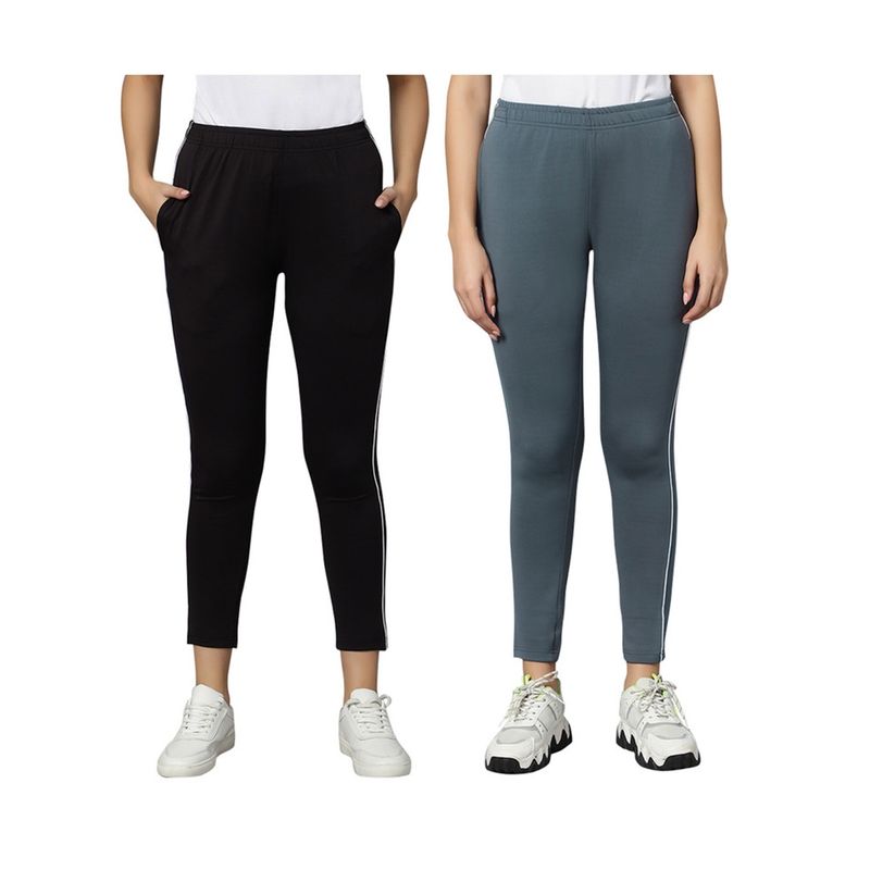 Omtex Womens Track Pants For Workout & Sporty Track Pants GreyBlack