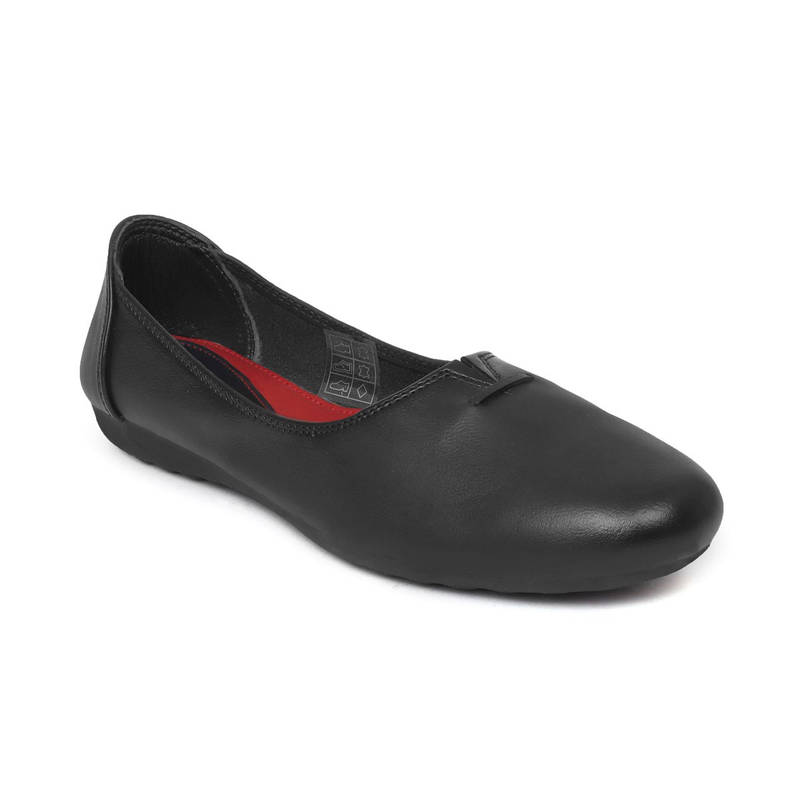 Zoom Shoes Black Genuine Leather Textured Pattern Slip On Casual Ballerina (EURO 41)