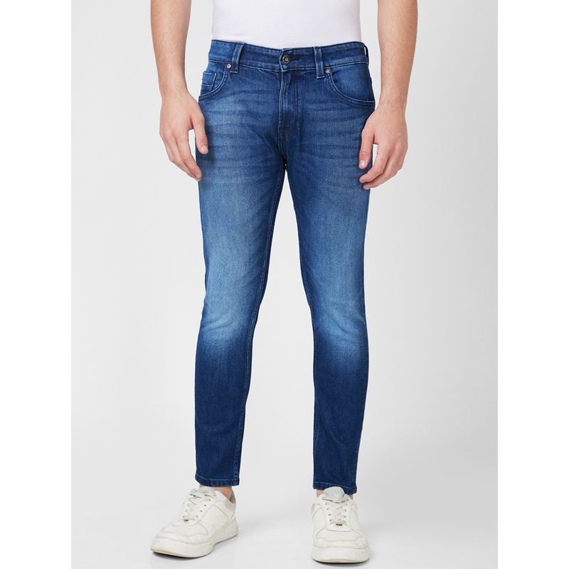 Spykar Mid Rise Slim Fit Straight Length Blue Jeans (28)