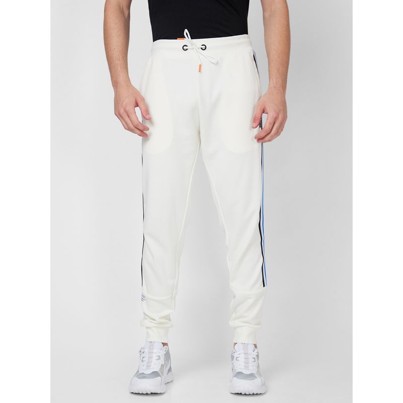 Spykar Ankle Length Mid Rise Off White Track Pant (L)