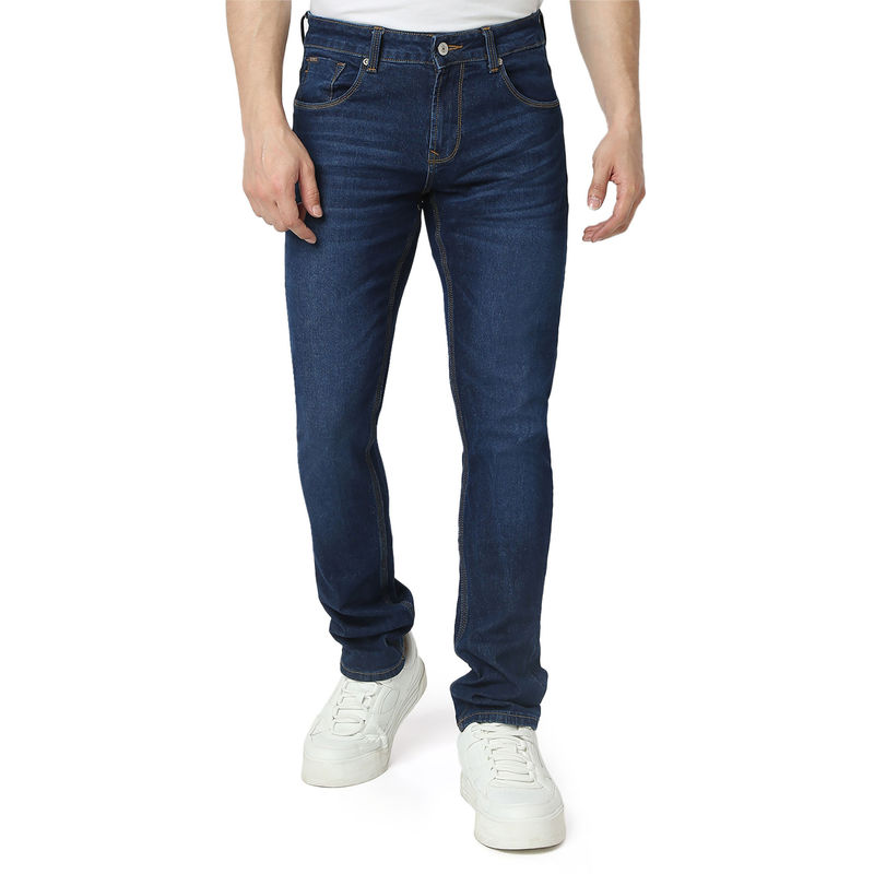 Spykar Mens Blue Skinny Fit Low Rise Cotton Jeans (38)