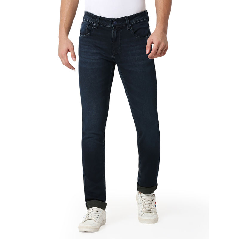 Spykar Mens Blue Skinny Fit Low Rise Cotton Jeans (34)