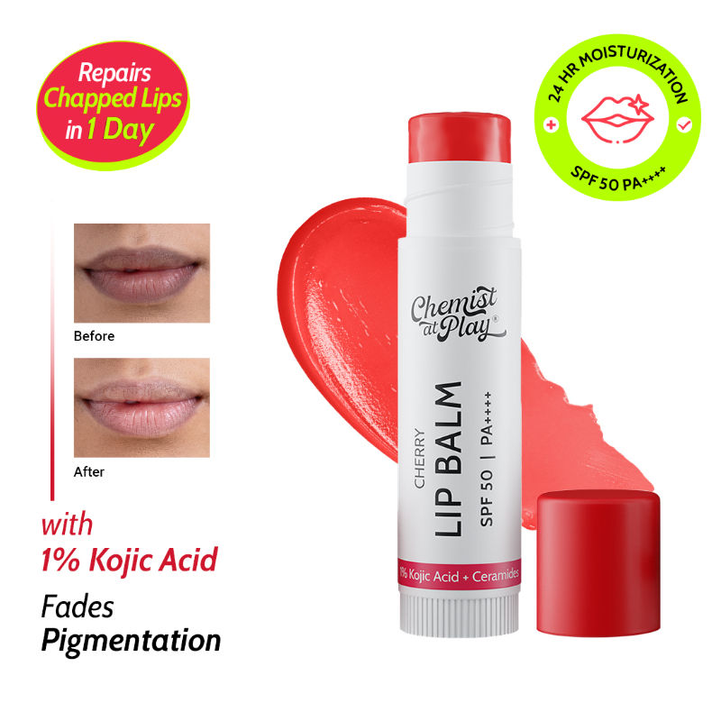 Chemist At Play Cherry Lip Balm SPF 50 Brightens & Repairs Chapped Lips 24HR Moisture