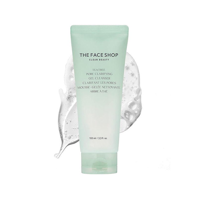 The Face Shop Tea Tree Gel Cleanser - Korean Face Wash with Salicylic Acid (BHA), AHA & PHA for Acne