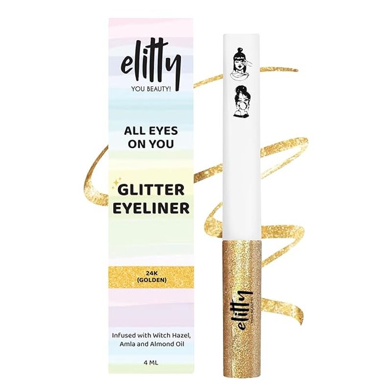 Elitty Golden Glitter Waterproof Liquid Eyeliner - 24K