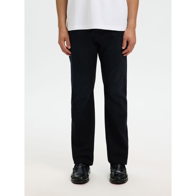 SELECTED HOMME Men Navy Blue Straight Fit Cleo Flex Jeans (32/32)