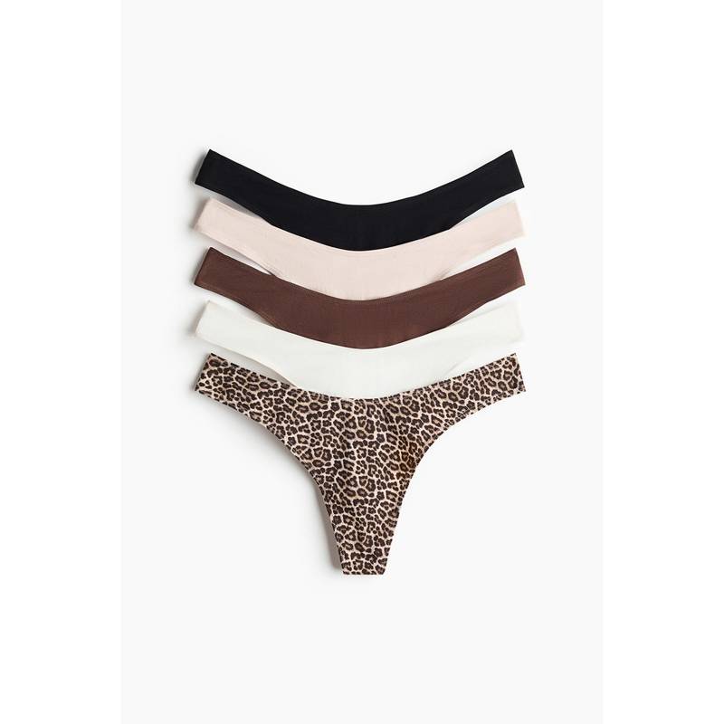 H&M Women Multi-Color 5-Pack Cotton Thong Briefs (S)