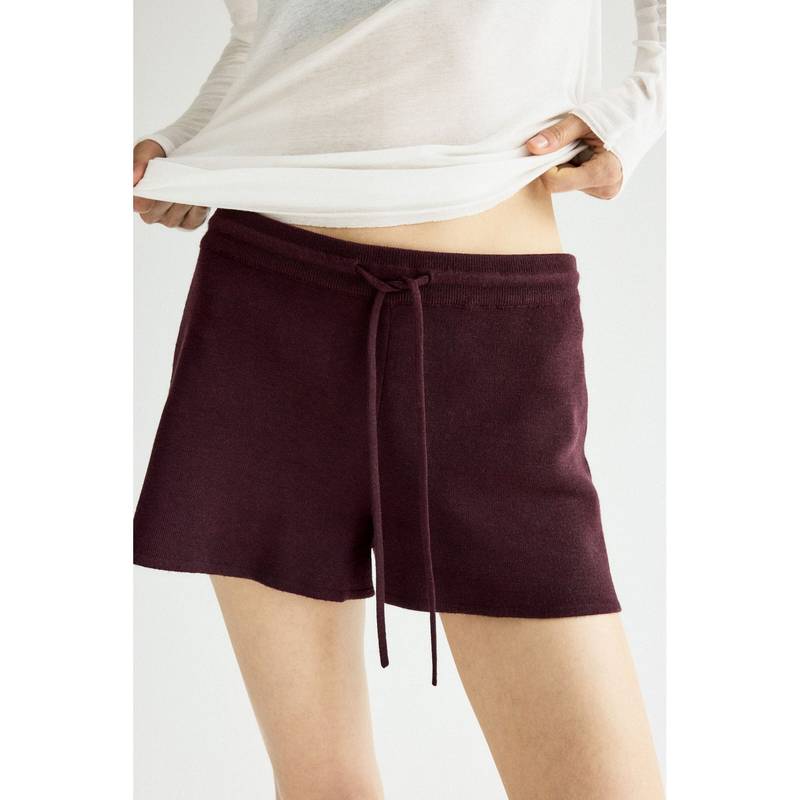 H&M Women Red Fine-Knit Drawstring Shorts (XS)