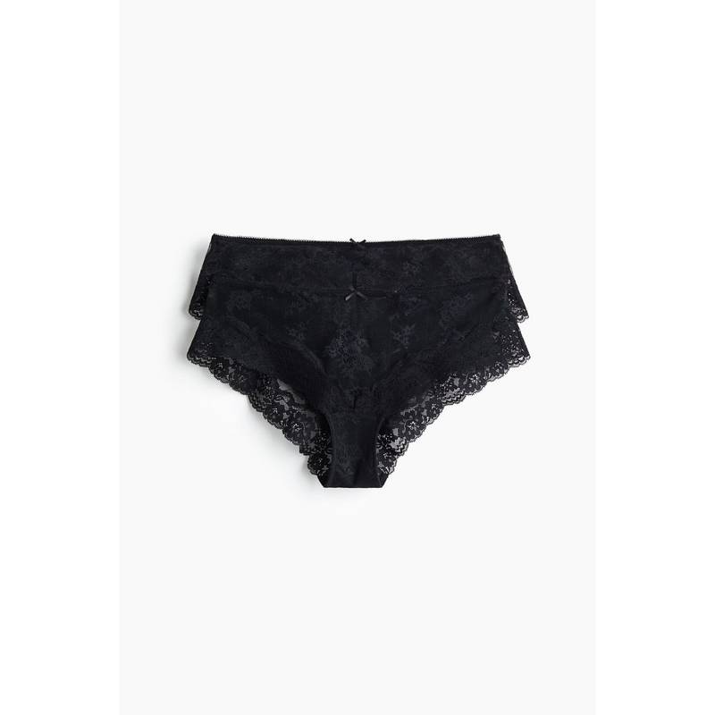 H&M Women Black 2-Pack Lace Hipster Briefs (S)
