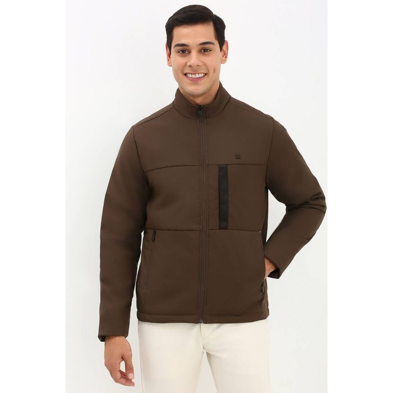 Allen Solly Men Brown Solid Full Sleeves Casual Jacket (L)