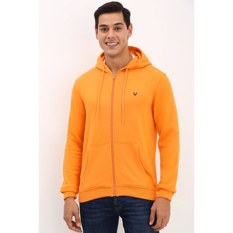 Allen Solly Men Orange Hooded Neck Full Sleeves Casual Jacket (M)