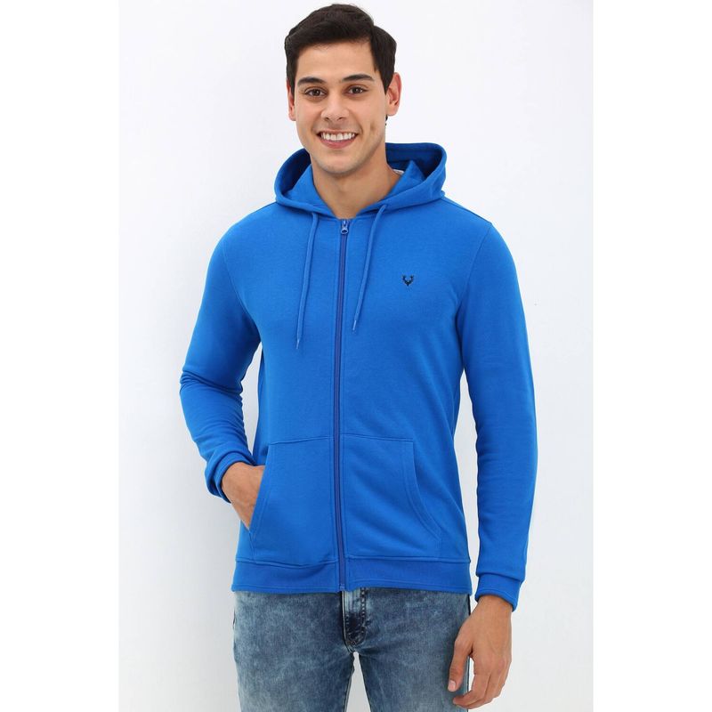 Allen Solly Men Blue Hooded Neck Full Sleeves Casual Jacket (S)