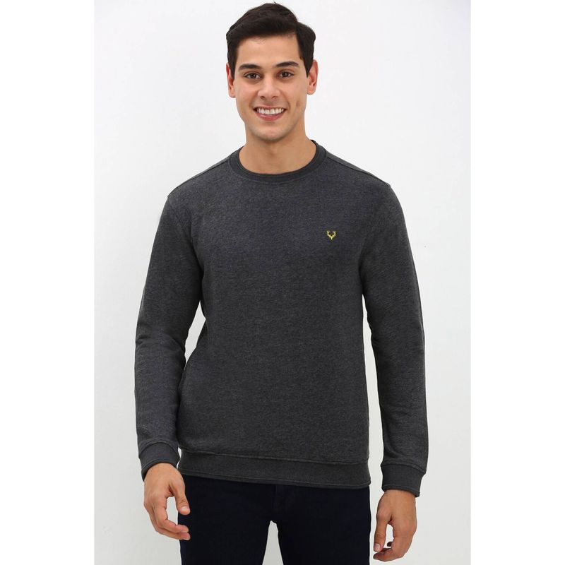 Allen Solly Men Grey Crew Neck Full Sleeves Casual Sweatshirt (XL)