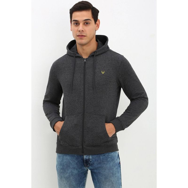 Allen Solly Men Grey Hooded Neck Full Sleeves Casual Jacket (S)