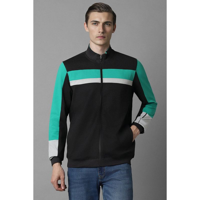 Louis Philippe Men Casual Green Color Block Jacket (M)