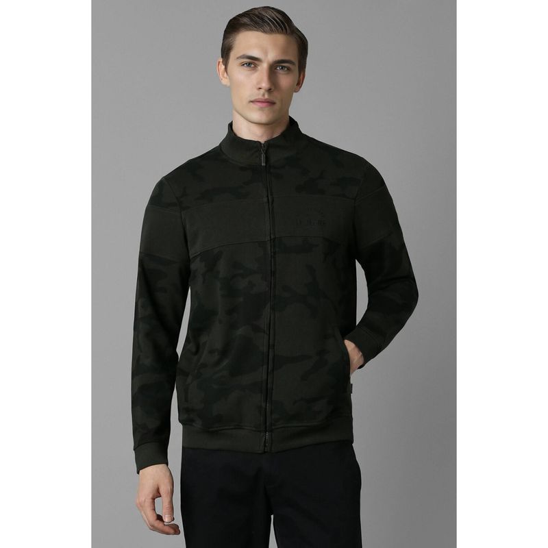 Louis Philippe Men Casual Olive Print Jacket (L)