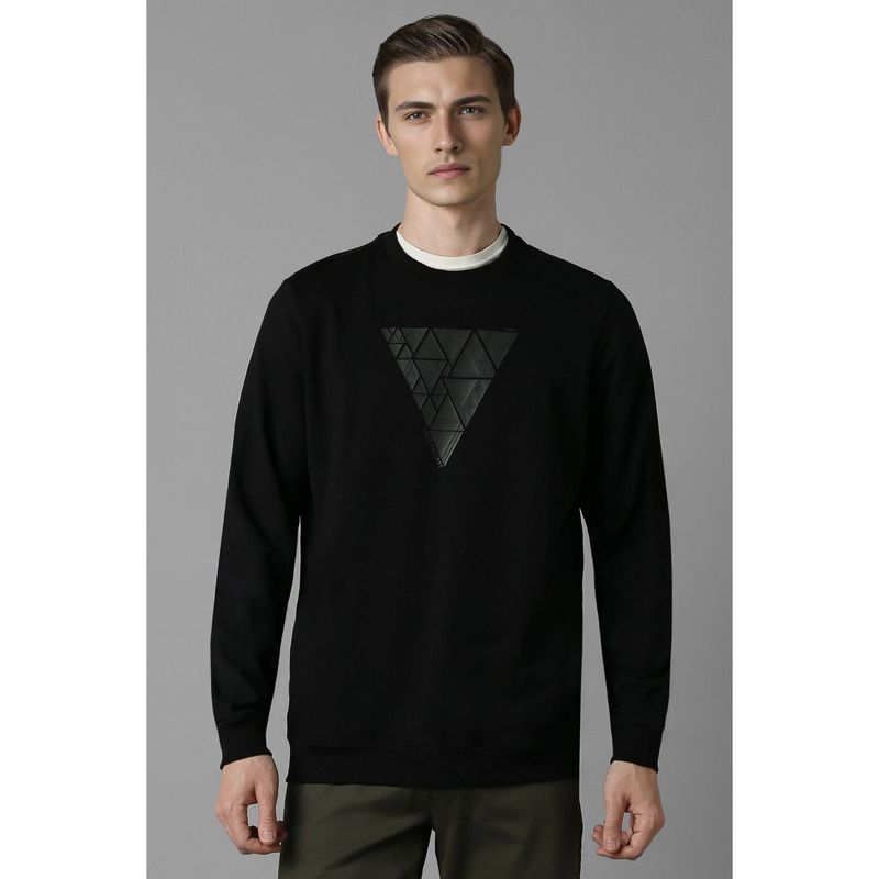 Louis Philippe Men Casual Black Printed Sweatshirt (2XL)