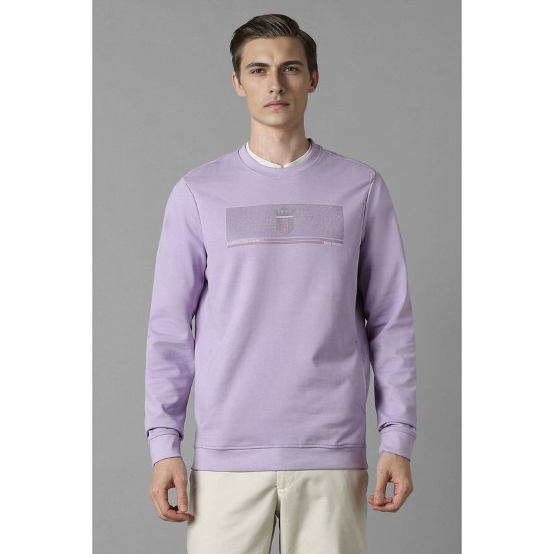 Louis Philippe Men Casual Lavender Print Sweatshirt (M)