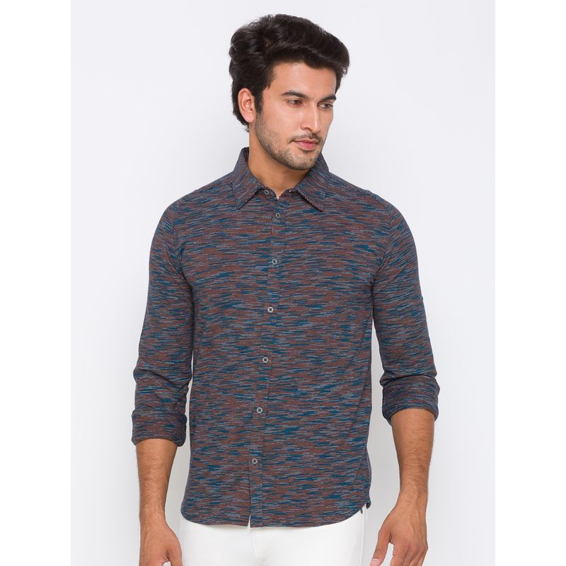 Brown Super Slim Fit Regular Collar Men's Shirt by Being Human Clothing (M)