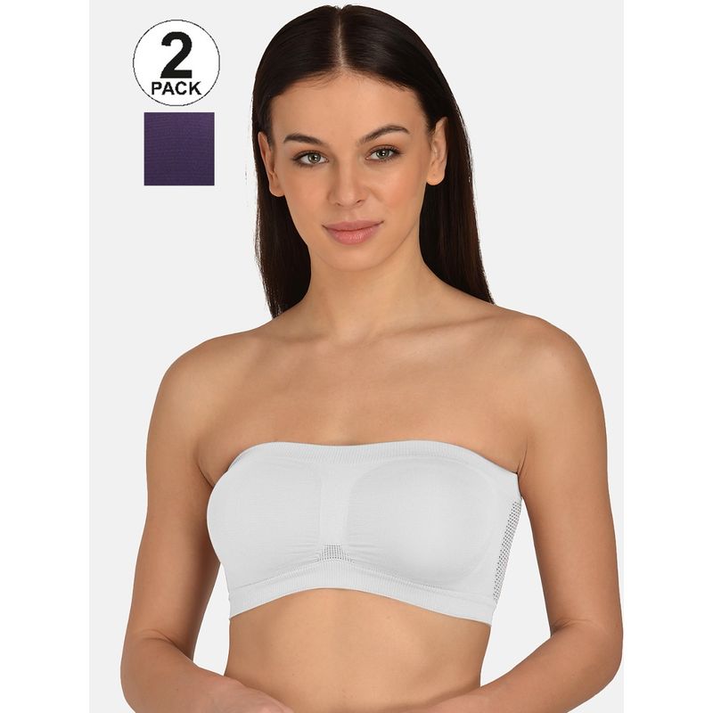Mod & Shy Assorted Solid Non-Wired Non Padded Bandeau Bras (Pack of 2) (XS)