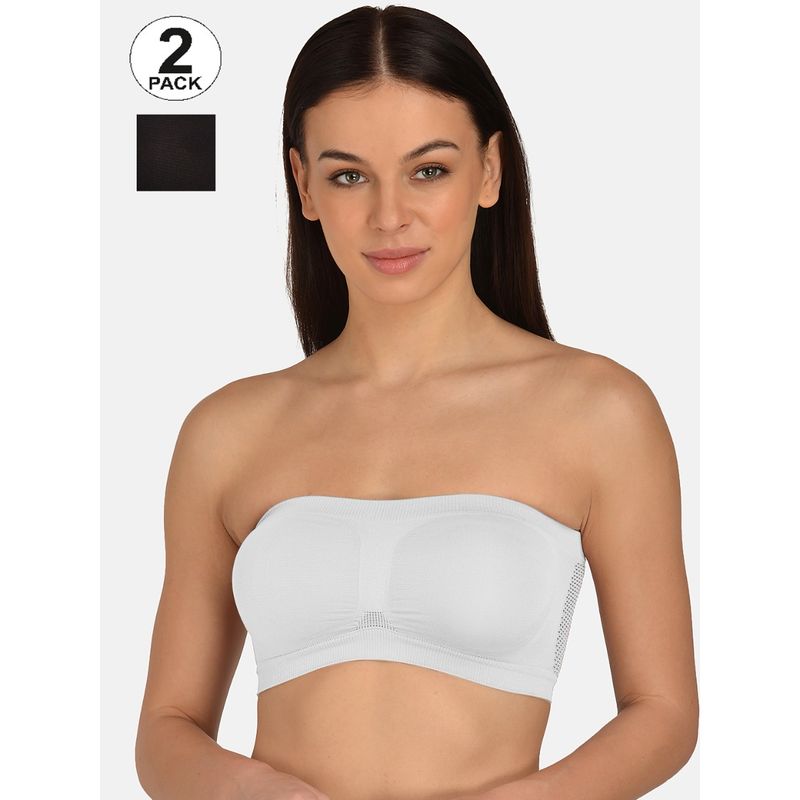 Mod & Shy Assorted Solid Non-Wired Non Padded Bandeau Bras (Pack of 2) (XS)