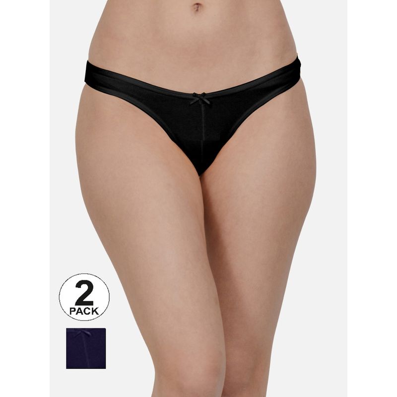 Mod & Shy Women Solid Mid waist Thong Brief (Pack of 2) (S)