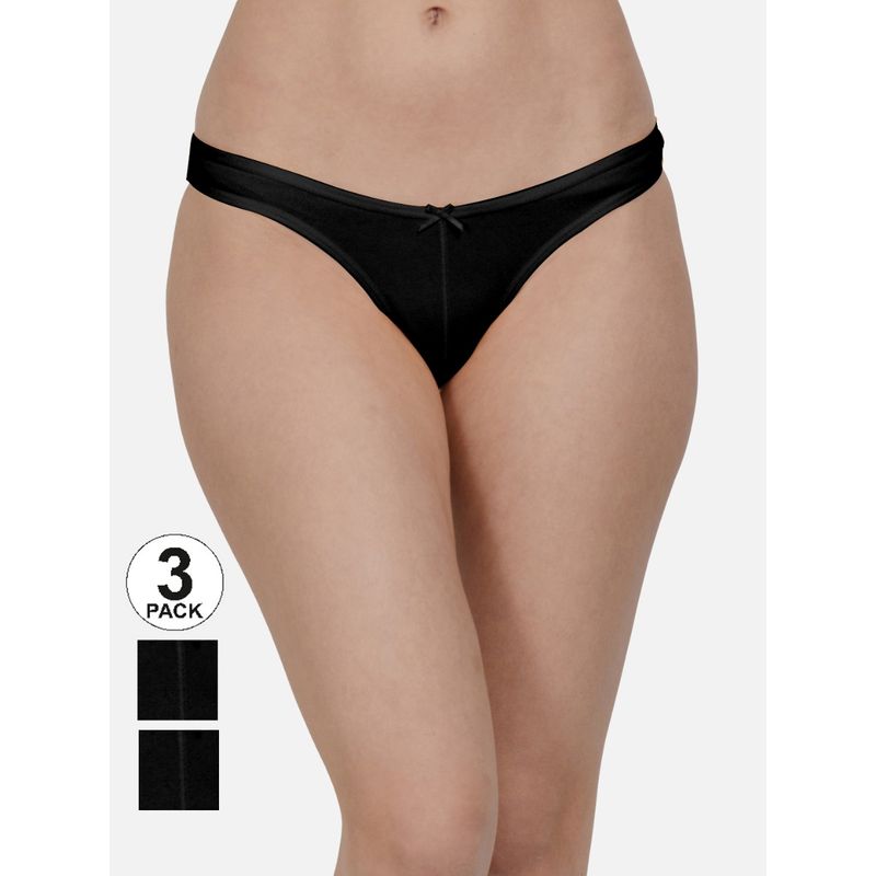 Mod & Shy Women Solid Mid waist Thong Brief (Pack of 3) (L)