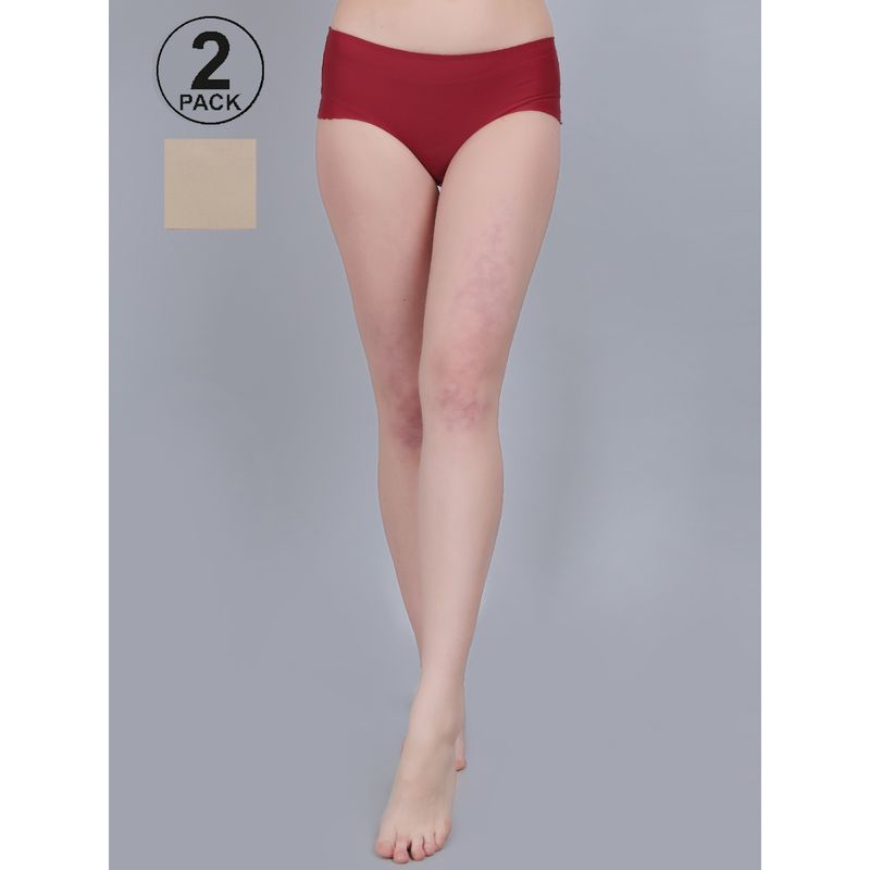Mod & Shy Women Solid Mid Rise Seamless Hipster Brief (Pack of 2) (S)