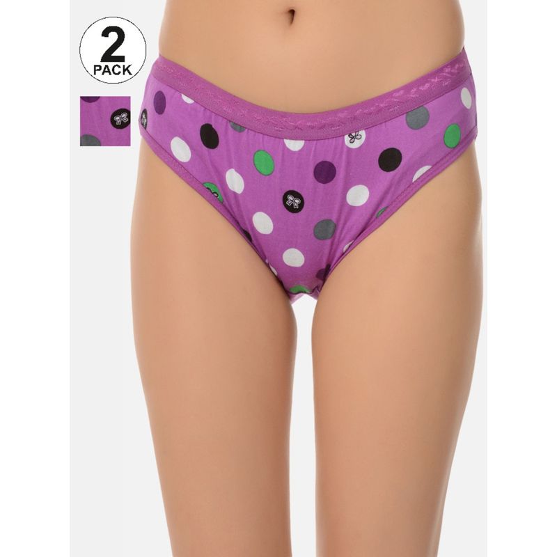 Mod & Shy Women Polka Dot Printed Low-Rise Antimicrobial Basic Briefs (Pack of 2) (S)
