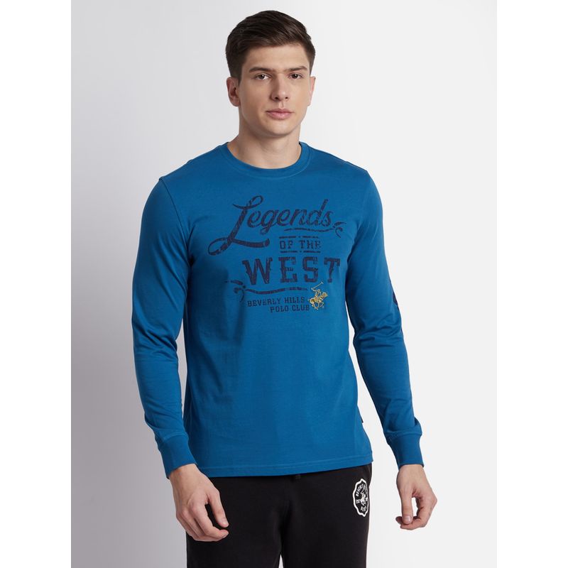 Beverly Hills Polo Club Marble Knit Blue T-Shirt (S)