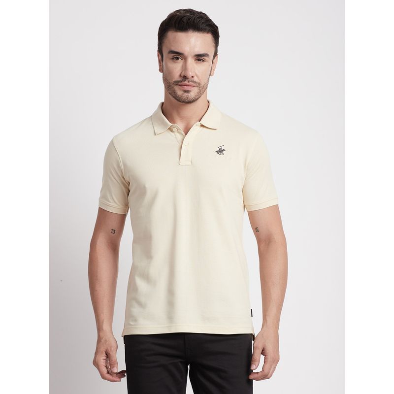 Beverly Hills Polo Club Core Pique Cream Polo T-Shirt (S)