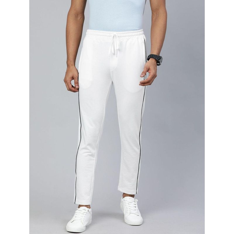 The Indian Garage Co Men White Slim Fit Solid Knitted Joggers (M)