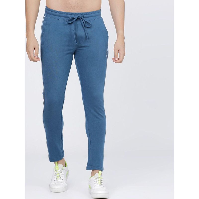The Indian Garage Co Men Blue Slim Fit Solid Knitted Joggers (M)