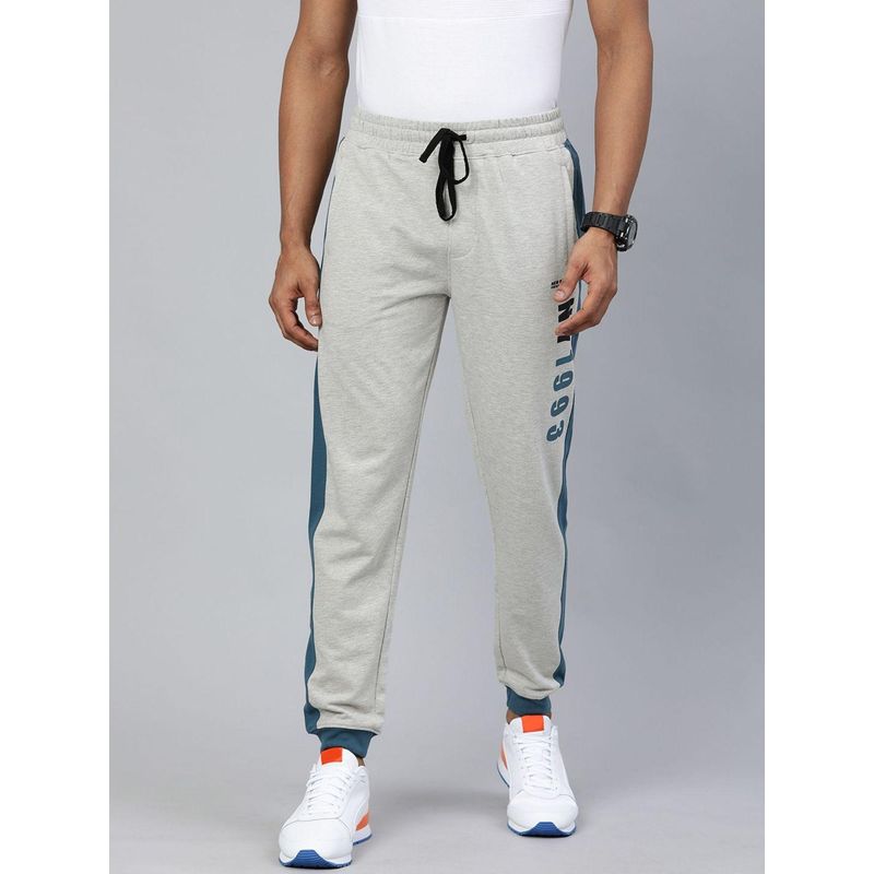 The Indian Garage Co Men Grey Slim Fit Knitted Joggers (L)