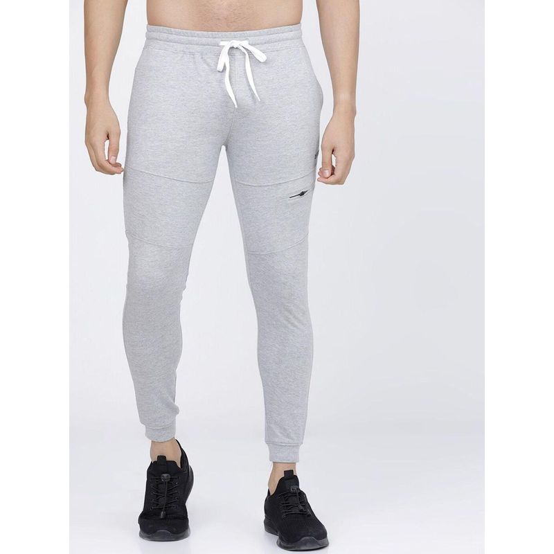 The Indian Garage Co Men Grey Solid Slim Fit Knitted Joggers (XL)