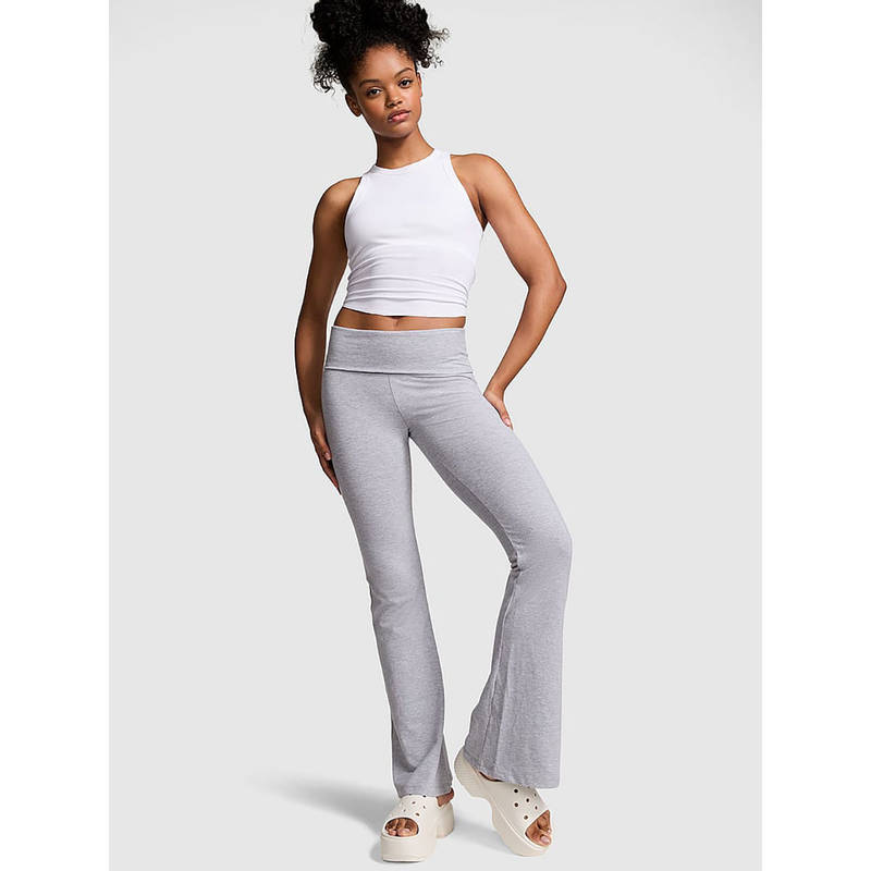 Victoria's Secret Light Grey All-Day Cotton Foldover Pant (XS)