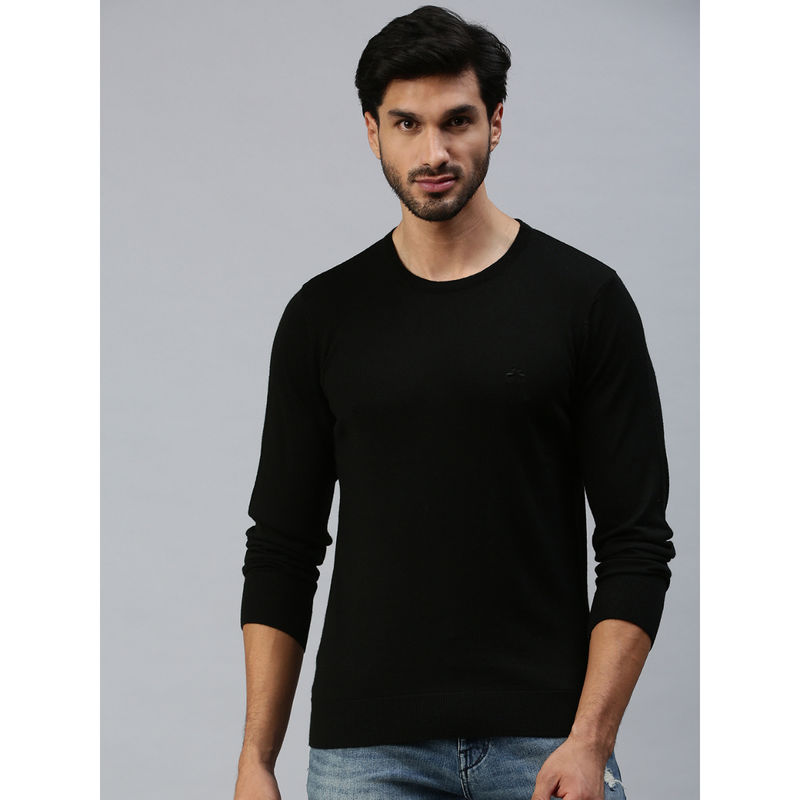 98 Degree North Men Black Solid Pullover Sweater (S)