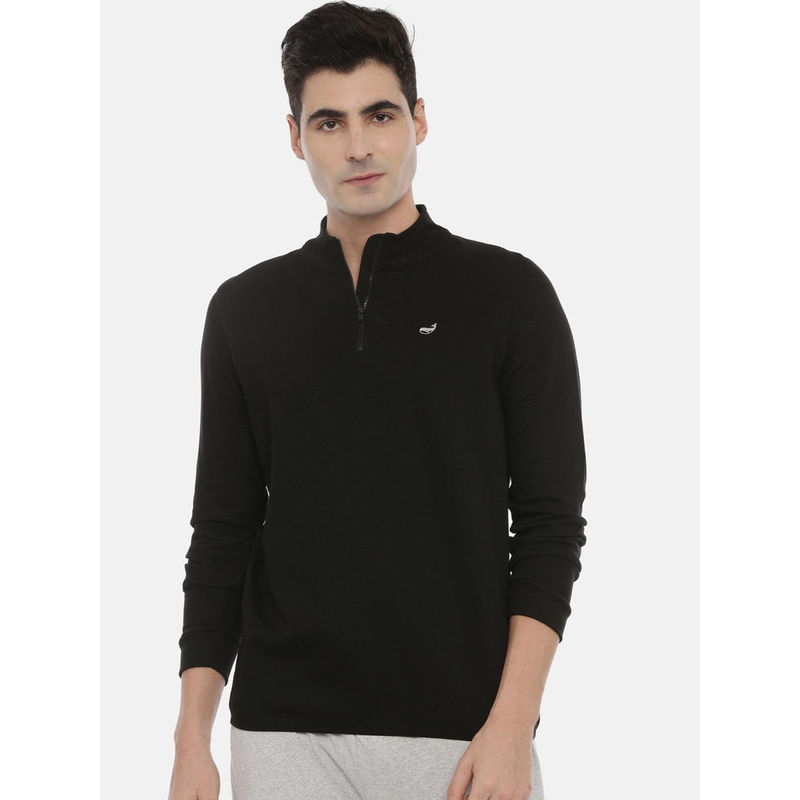 3PIN Men Solid Black Sweatshirt (M)