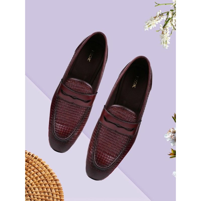 EZOK Leather Brown Casual Loafer Shoes for Men (UK 6)