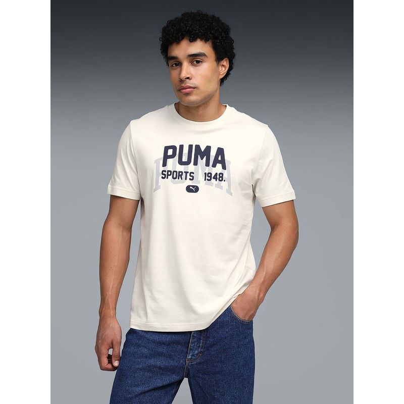 Puma Mens Off White Regular Fit T-shirt (XS)