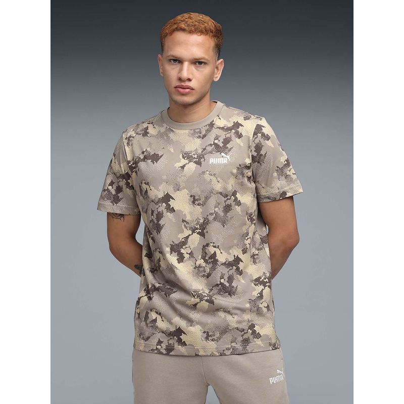 Puma Ess Camo Aop Mens Beige Printed T-shirt (XS)