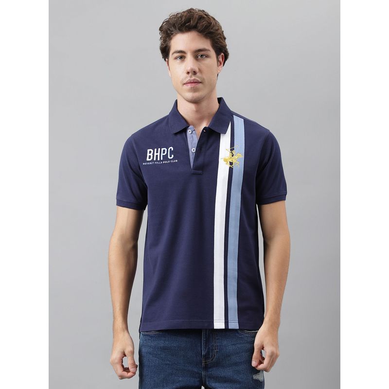 Beverly Hills Polo Club Double Straight Polo T-Shirt - Navy Blue (S)