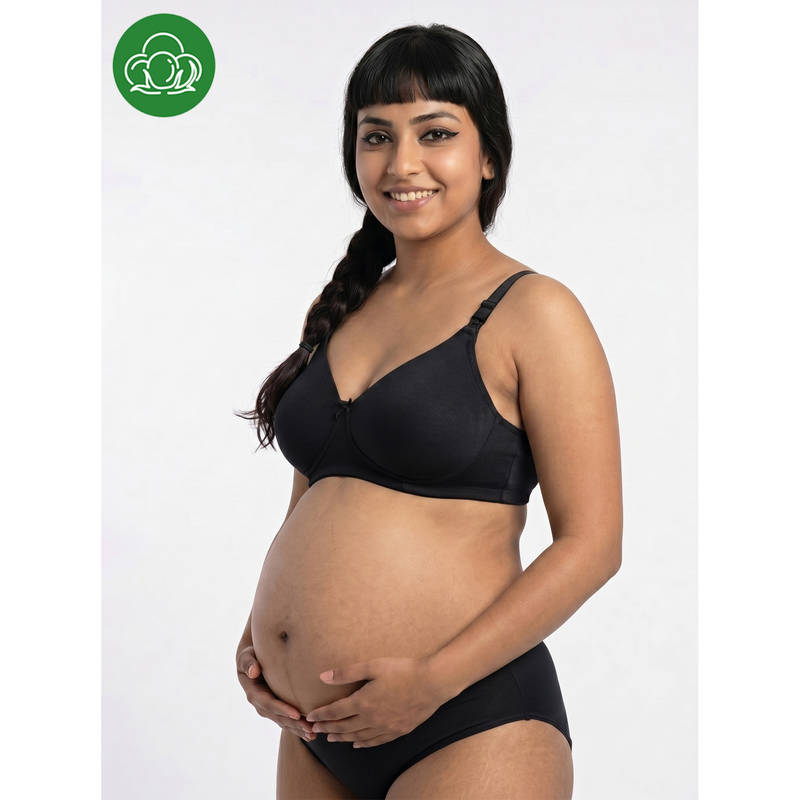 Inner Sense Organic Cotton Antimicrobial Nursing Bra - Black (36B)
