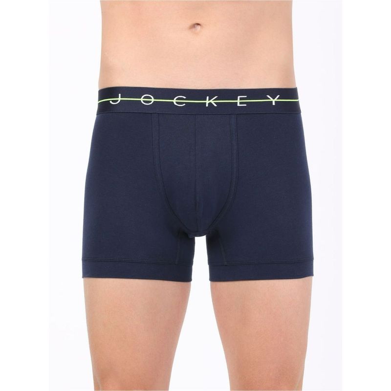 Jockey NY16 Men Super Combed Cotton Elastane Stretch Solid Trunk - Navy (L)