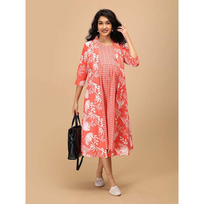 The Mom Store Peach n’ Preach Maternity and Nursing Dress with Shrug (S)